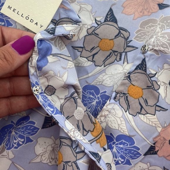 mellowday floral shirt blouse high low tunic stretch waist sz 2X plus size NWT - Picture 5 of 8